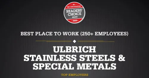 Ulbrich Steel Wins “Best Place to Work in Central Connecticut” for the Second Year in a Row